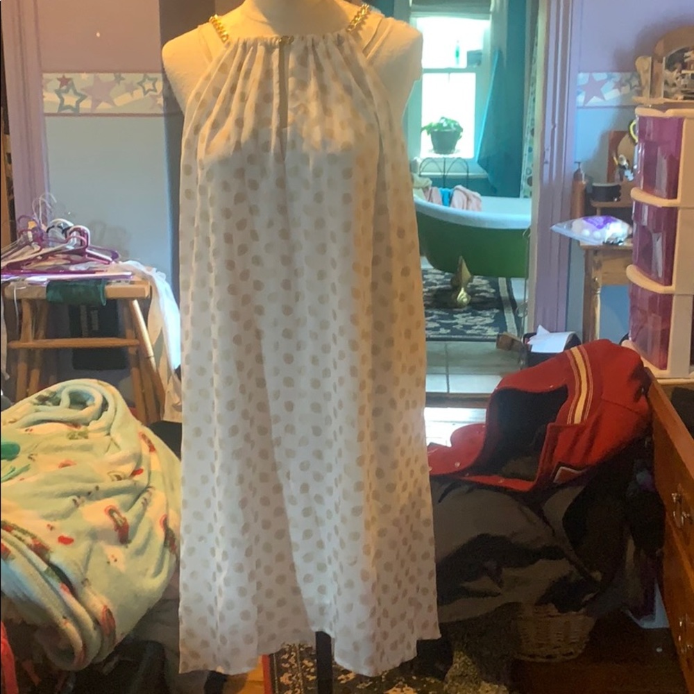 White and gold MK dress